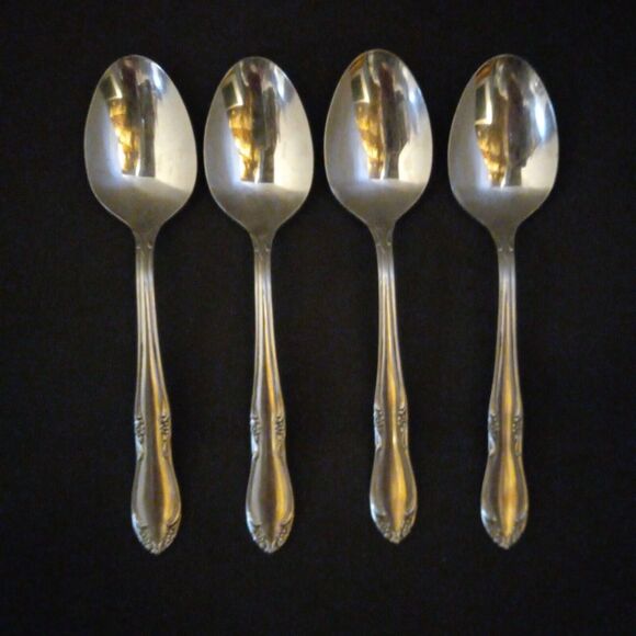 Oneida Stainless Steel Plantation Custom Oval Place/Soup Spoon-Lot Of 4-Floral - Picture 1 of 5